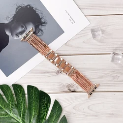 Elegant Stainless Steel Chain Band Strap for Apple Watch - Women's Loop Bracelet (Rose gold)