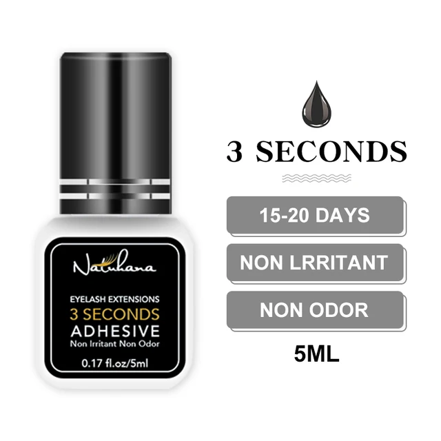 NATUHANA 5ml 1 Second Fast Drying Strong False Eye Lash Extension Glue Adhesive Retention 5-7 Weeks Low Smell Mink Eyelash Glue 3S 5ml