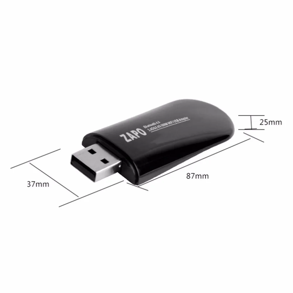 ZAPO Mini W67B 600 Мбит/с Bluetooth 4,0 двухчастотный 2,4G-5,8G USB2.0 Ethernet Wi-Fi Dongle Беспроводной адаптер Wi-Fi сетевая карта