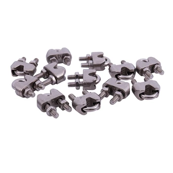 

12 Pcs Threaded 6.5mm 1/4" Wire Rope Clip Cable Clamp Fastener