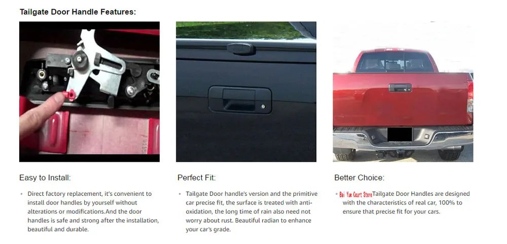 Ручка багажника совместима с Toyota Tundra, Черная Текстурированная ручка багажника без отверстия камеры для 2007-2013 Toyota Tundra