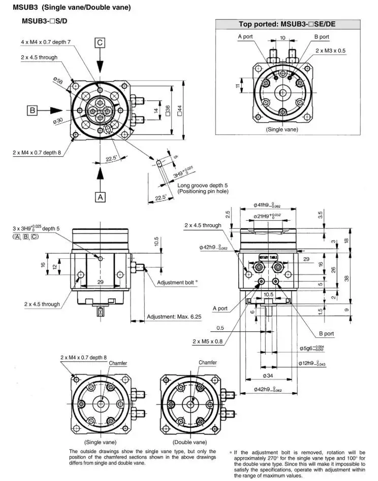 MDSUB7-90D SMC Высокоточный Тип лопасти тип, поворотный стол воздушный цилиндр серии MDSUB пневматические компоненты воздушные инструменты
