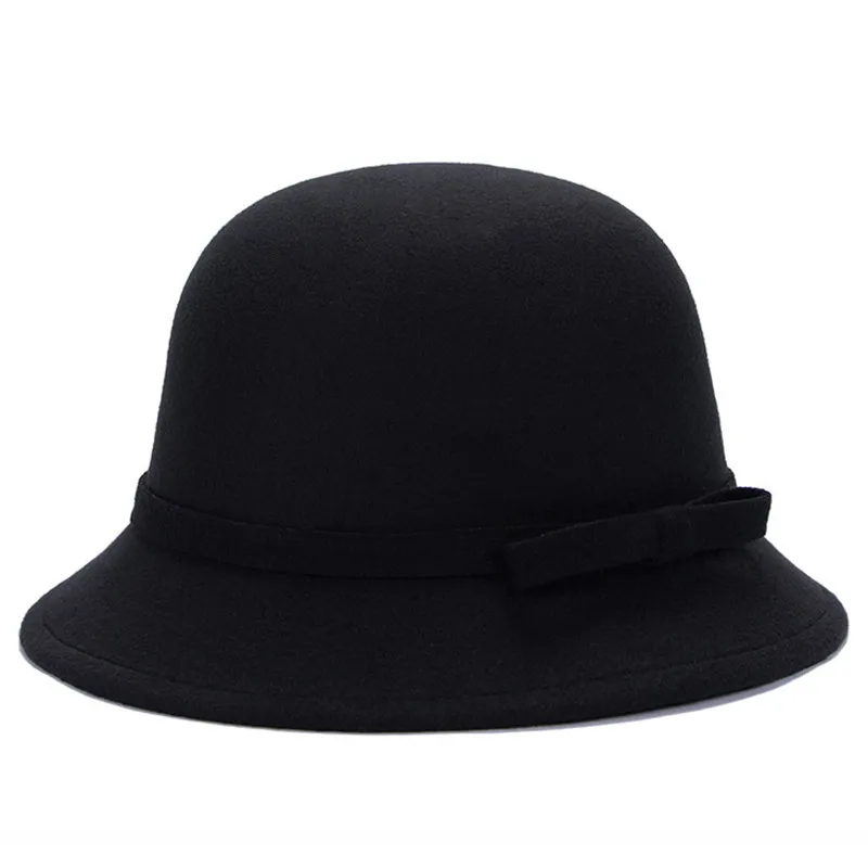 

Fashion Autumn Winter Cotton Polyester Comfortable Women Fedora Hat Bow-knot With Sweat Belt Fedora Hat For Ladies Bucket Hat