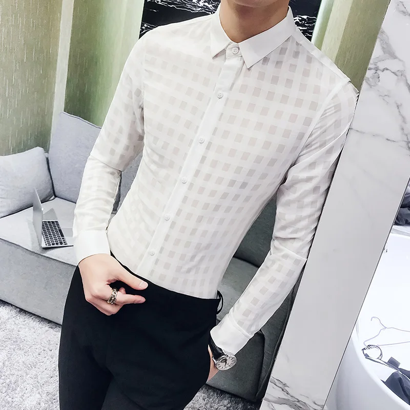 Летние мужская клетчатая рубашка абсолютно новые 2019 Slim Fit Мужские s повседневные рубашки с воротником-стойкой все матч передний карман