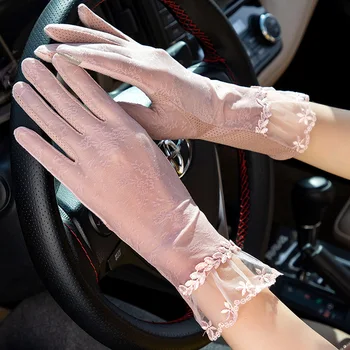

sun protection gloves women's spring UV protection driving touch screen gloves women's summer lace gloves wholesale