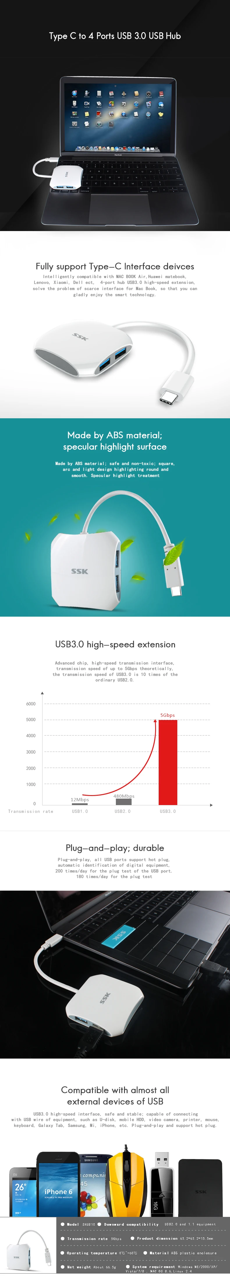 Настоящий Подарочный usb-флеш-накопитель 2,0 Usb3.0 A Четыре порта type-c концентратор деконцентратор ноутбук удлинитель конвертер 810