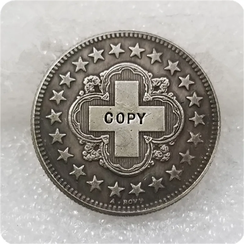 1860 Швейцария 2 Франк узоры копия монет