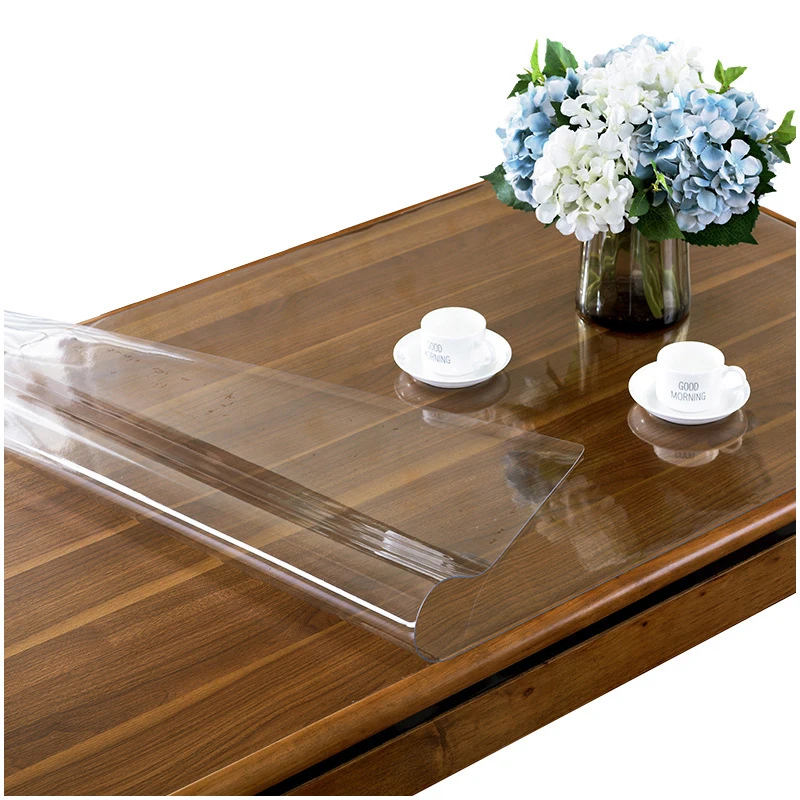 Soft Glass Tablecloth Transparency PVC table cloth Waterproof Oilproof Kitchen Dining table cover for rectangular table