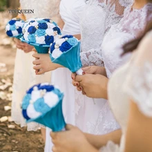 TOPQUEEN F6 искусственный букет невесты свадебные букеты для подружек невесты цветок боке синие цветы