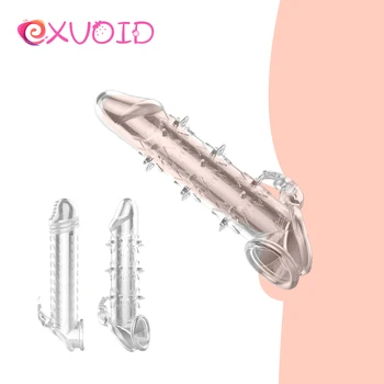 EXVOID Silicone Penis Extender Enlarger Crystal Sex Shop Delay Ejaculation Cock Enlarger Ring Sex Toys For Couples Penis Sleeve 1