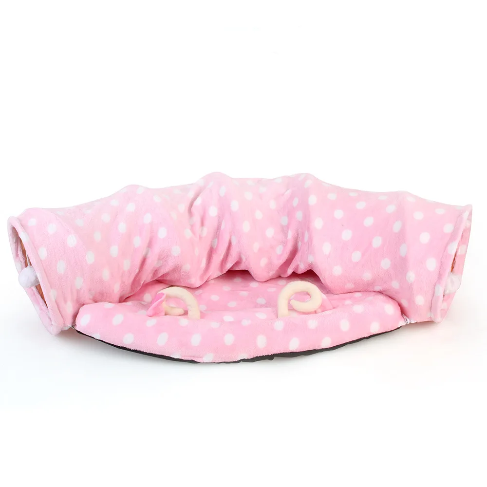 Collapsible Cute Dog Cat Ring Paper Two-way Tunnel Stitching Pet Bed Suitable Pets Supplies for Small Dogs Cats