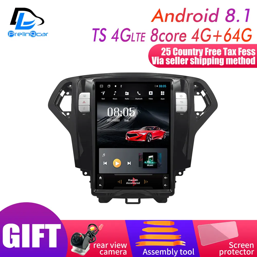 4G Lte вертикальная Система android 8,1 12,8 дюймов для Ford Mondeo 2007-2013 лет navigaton Автомобильный gps Мультимедиа Видео Радио плеер - Цвет: TS-4G 4G64G An8.1