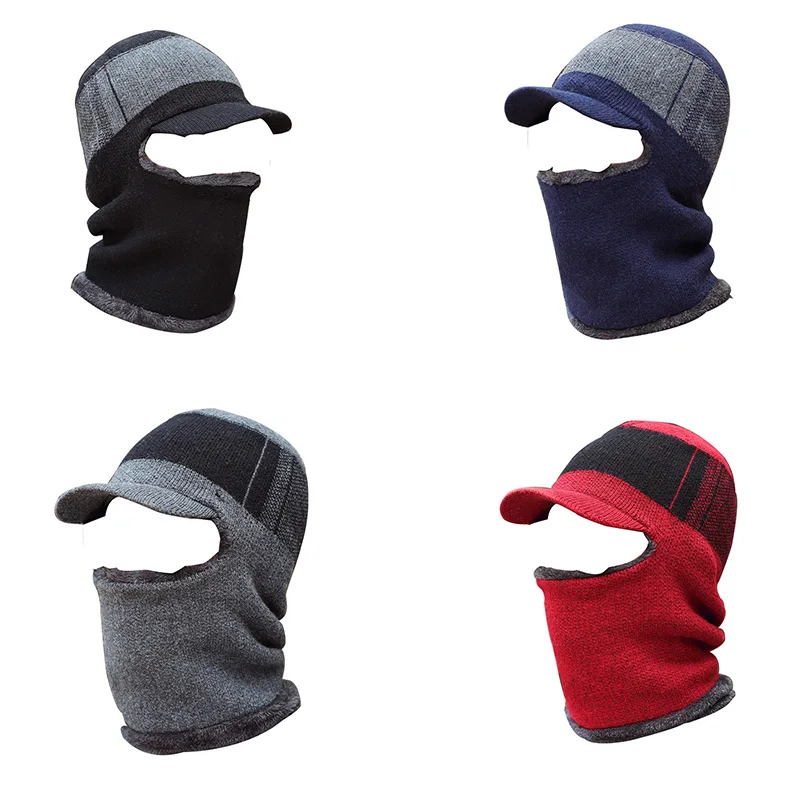Winter Hat Scarf Skullies Beanies For Men Women Mask Thick Balaclava Earflap Wool Bonnet Male Beanie Hats Cap