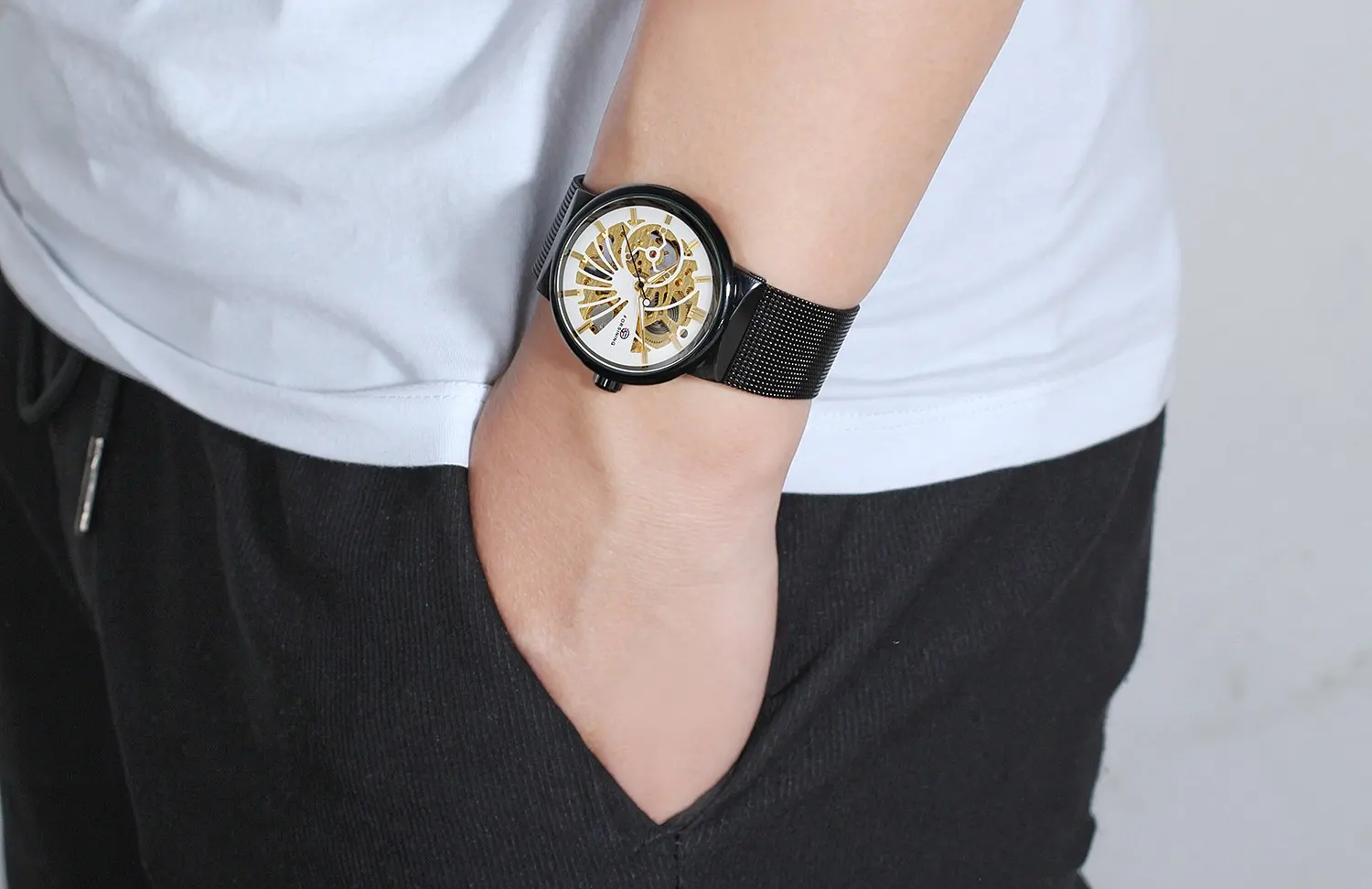 Reloj Hombre Forsining Лидирующий бренд роскошные серебряные часы для мужчин сетчатый ремешок 3D логотип дизайн Скелет циферблат ультра тонкие механические часы
