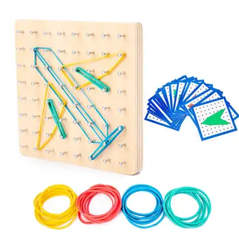 

24Pcs Pattern Cards 36 Of Latex Bands Wooden Mathematical Manipulative Array Block Board Educational Toys For Children Adult