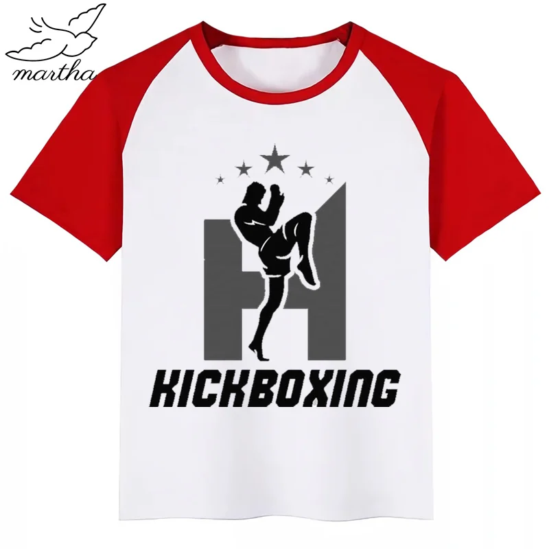 RedE Fighting Muay Thai Fight Летний стиль Забавные милые топы для девочек модная уличная одежда Harajuku футболка для мальчиков уличная детская футболка - Цвет: RedE