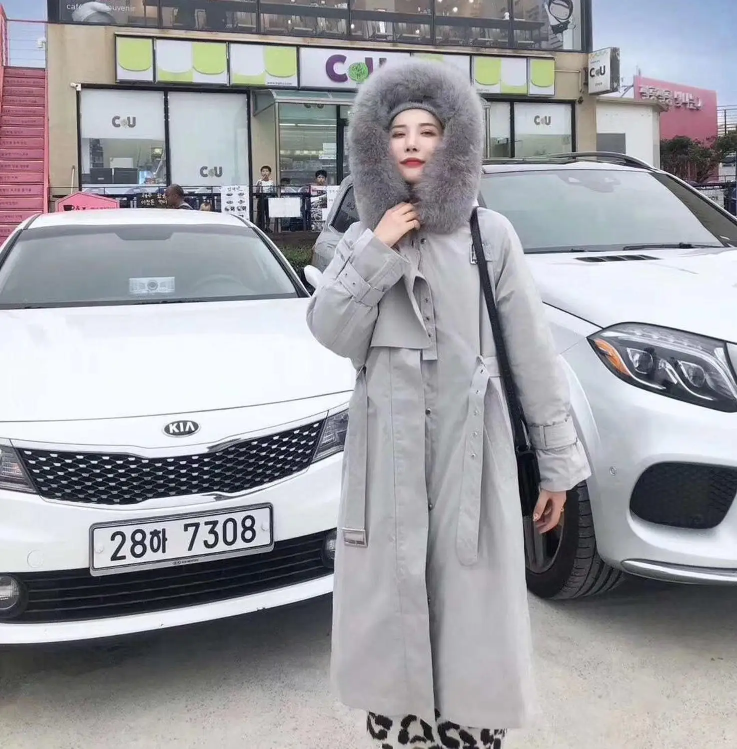 Женское ветрозащитное пальто куртка-пуховик парка с натуральным лисьим мехом капюшон для женщин розовый серый черный синий Большие размеры