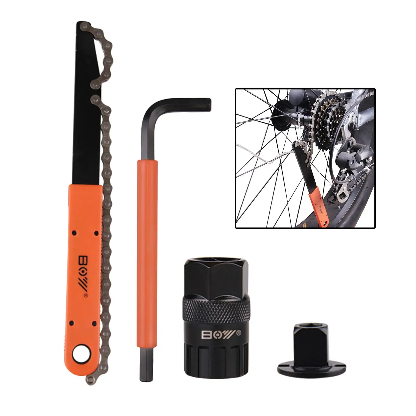 Bicycle Bike Remover Repair Tool Cassette Freewheel Chain Whip Sprocket Lock Kit 