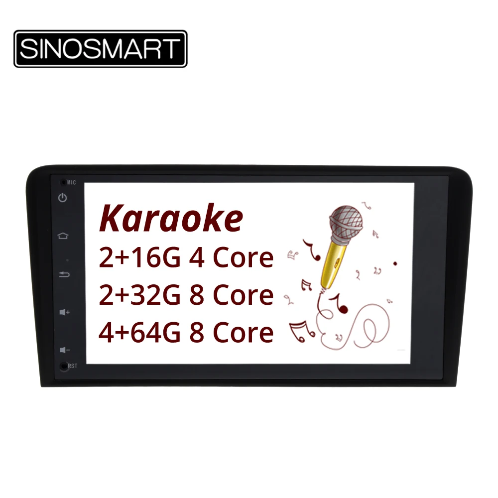Sinosmart Android 8.1 Car GPS Navigation Radio for Audi A3 2002-2013 2din 4core 8 core optional Karaoke Optional
