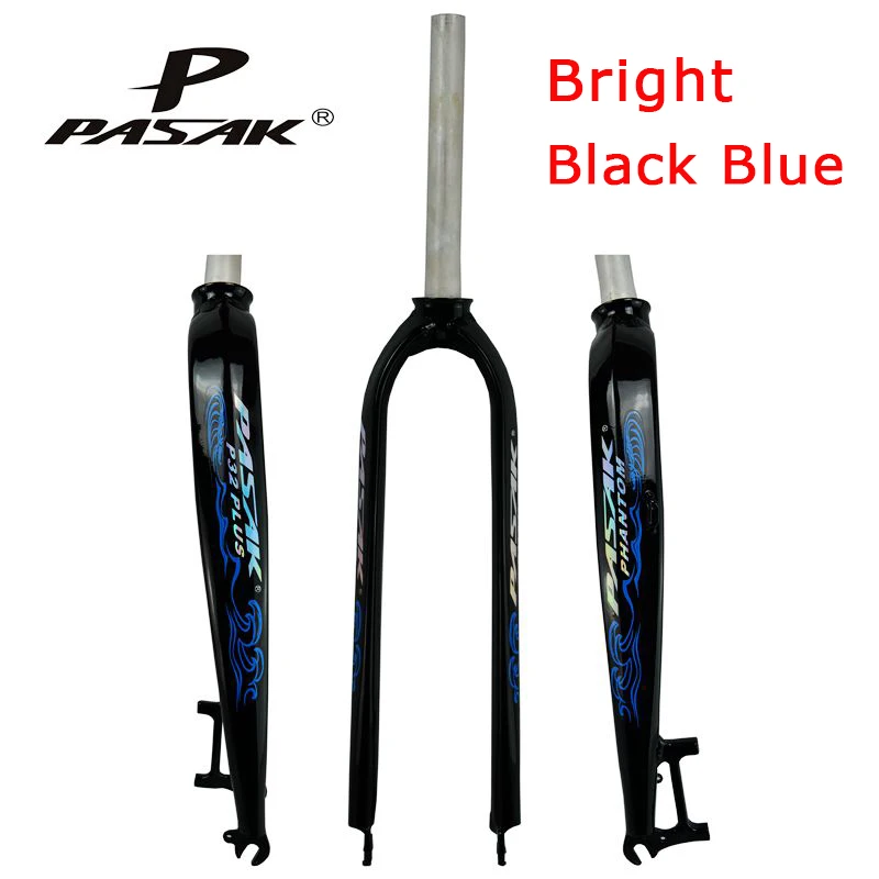 Bright Black Blue PASAK, новинка, жесткая вилка для велосипеда 26 дюймов, 27,5 дюймов, 29 дюймов, алюминиевая горная вилка для шоссейного велосипеда, жесткая вилка для велосипеда, модель P32, дисковый тормозной элемент - Цвет: Bright Black Blue