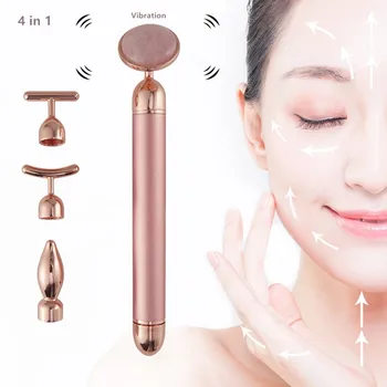 

Facial Electric Jade Roller Skin Care Vibration Quartz Jade Roller Stone with Replaceable Heads Face Slimming Lifting Massager