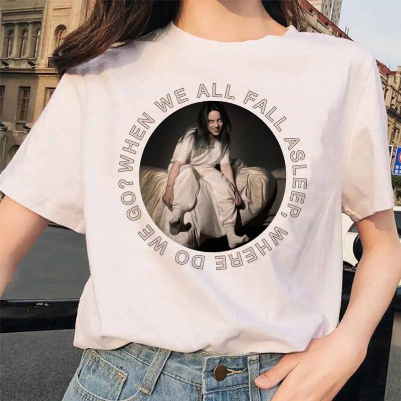 8744 Billie Eilish футболка ulzzang Женская Хип-хоп женская одежда футболка забавная harajuku Летняя Повседневная футболка ulzzang уличная одежда - Цвет: 8744