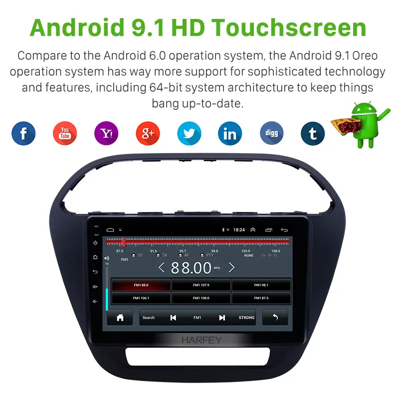 Harfey 9 дюймов Android 1 стерео для Tiago Nexon 2019 HD сенсорный экран автомобильный GPS Радио USB