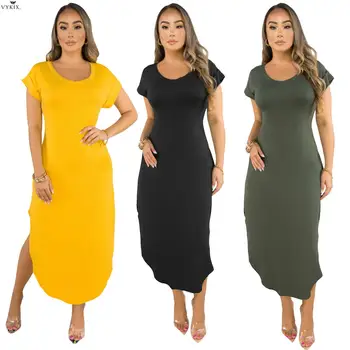 

2020 Women Dress Summer Long Maxi Dress Party Night Club Bandage Short Sleeve Female Casual Dress Elegant Loose Dresses Vestidos