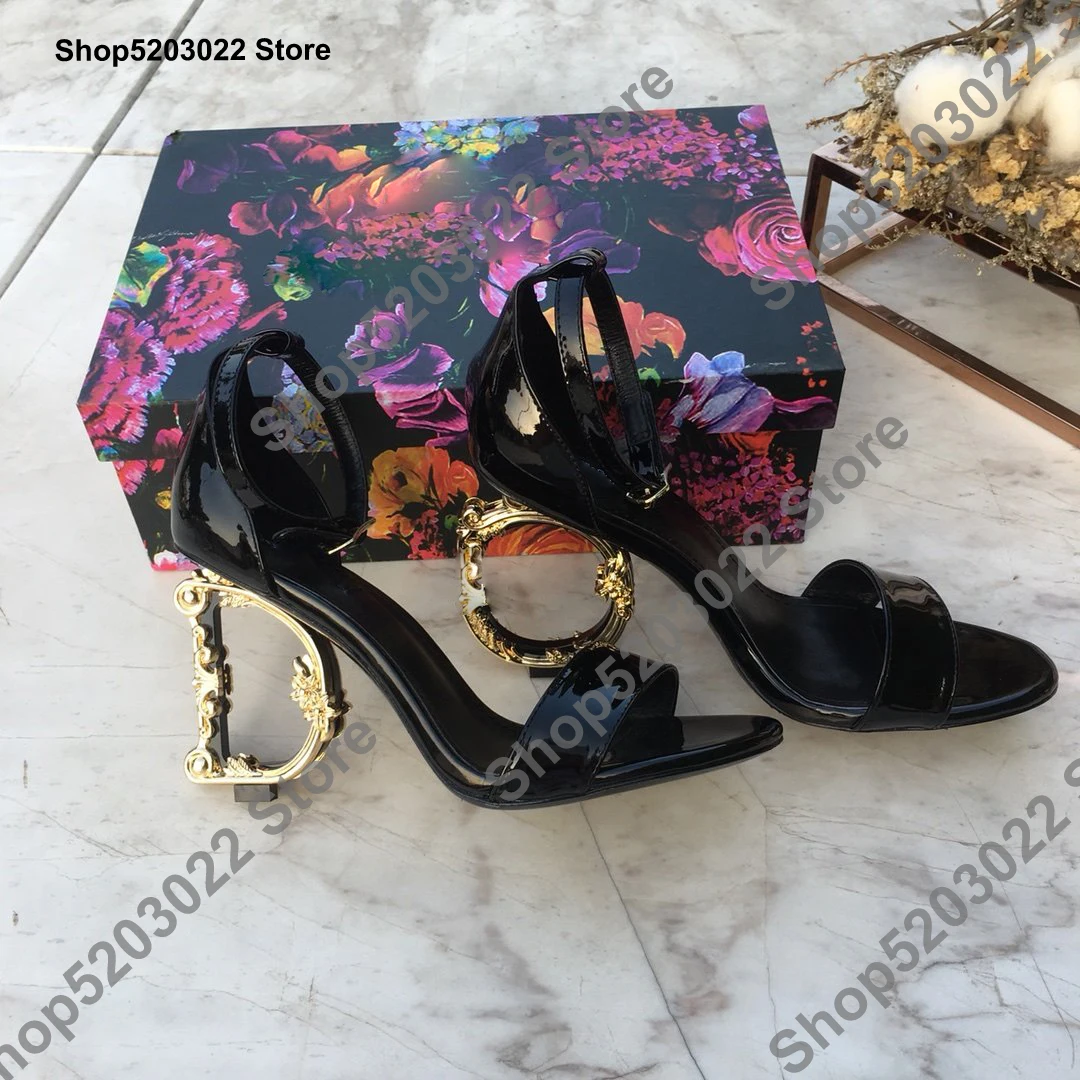 

2019 Concise Thin Buckle Open Toe Sandals Woman Summer Shoes Flock Comfort High Heels Party Office Women Sandals Plus Size 34-43
