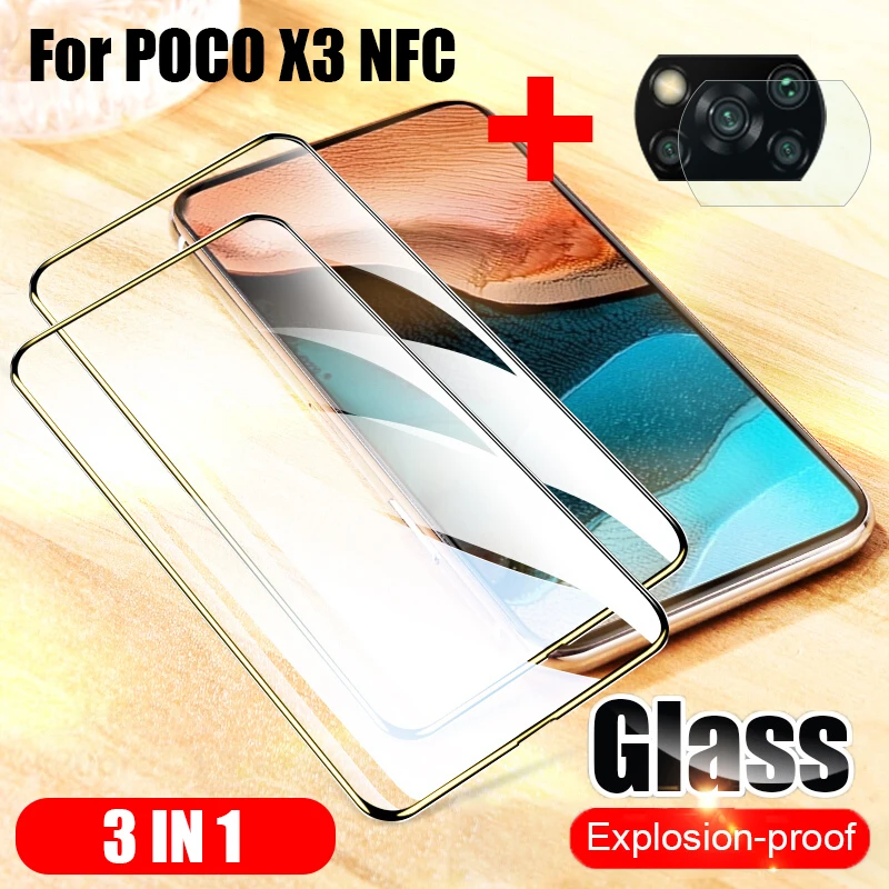 3-в-1 пленка из закаленного стекла для Xiaomi POCO X3 NFC F2 Pro защитное покрытие экрана