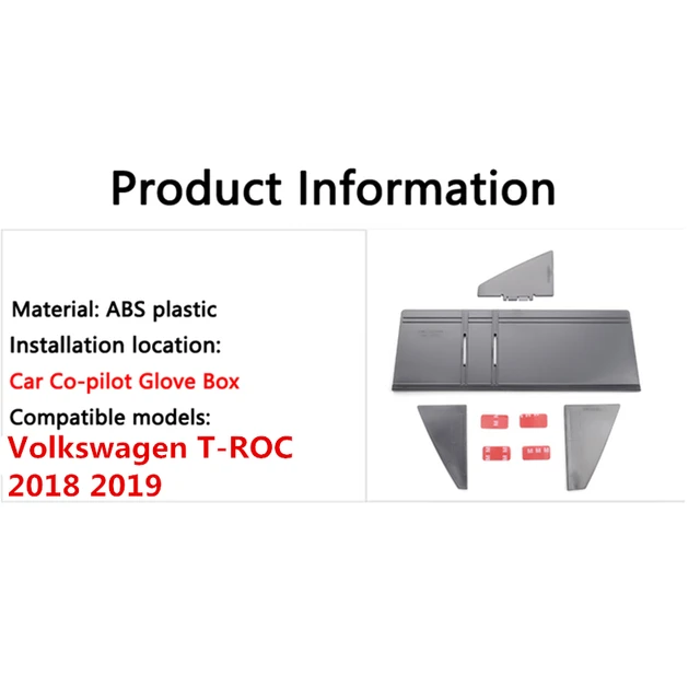 Car Glove Interval Box Storage Co-pilot Glove Box Interval For VW  Volkswagen T-ROC 2018 2019 Accessories Co-pilot storage box - AliExpress