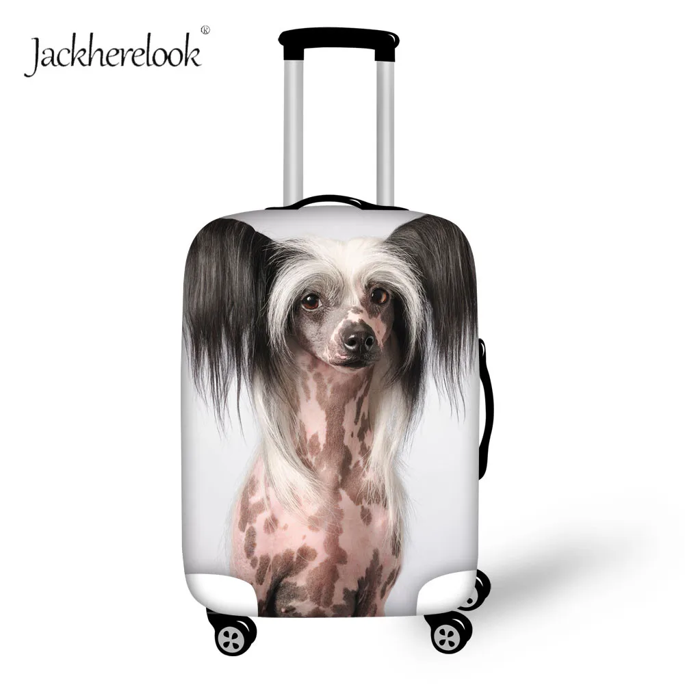 Jackhereook чехол для дорожного чемодана эластичный китайский Хохлатая собака Чехол для багажа милые животные багажные сумки пыленепроницаемый лист