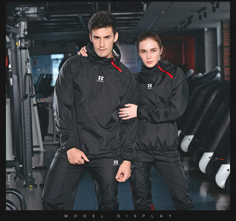 

Men Women Patchwork Pattern Sauna Suit Training Boxing Jerseys Sport Set Loose Fitness Running Gym Long Sleeve Sweat Suit Set