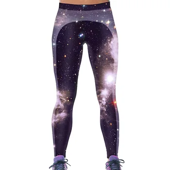 

New Christmas series black starry sky 3D digital high-waist and hip-hip lady fashion women's s pants leggings