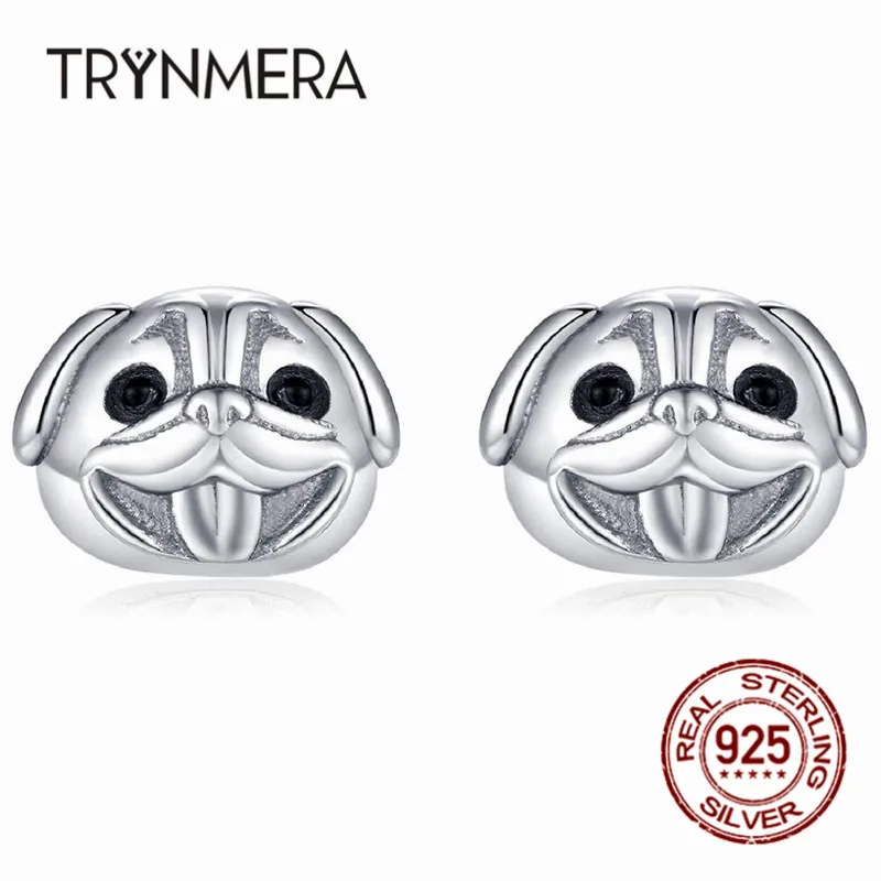 Trynmera Мопс серьги с собаками бульдог щенок серьги-гвоздики с животными 925 пробы серебряные серьги гвоздики рождественские подарки для девочек