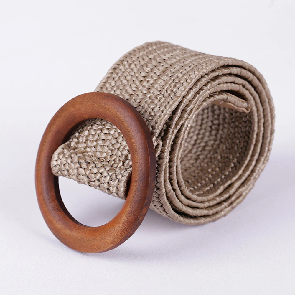 Широкая соломенная оплетка, подарки, простой однотонный круглый ремень с пряжкой для мужчин и женщин, модный длинный Регулируемый Повседневный поясной ремень, аксессуары для одежды