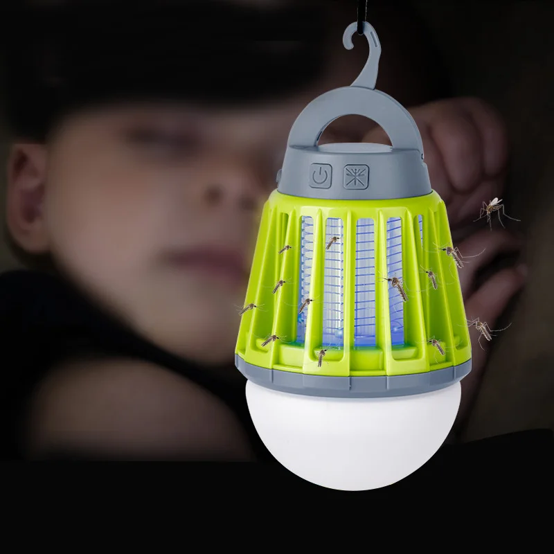 

3 Colors Handy Camping Rechargeable Tent Lamp Mosquito Killer LED Bulb Light