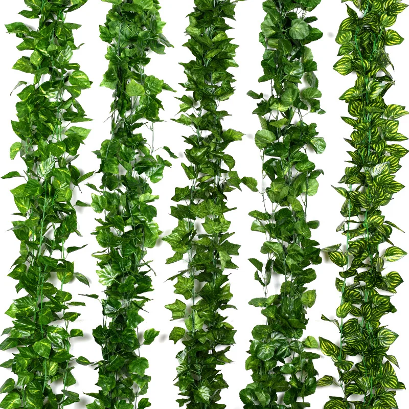 230cm Vivid Artificial Plants Creeper Grape Green Leaf Ivy Vine Garland For Home Garden