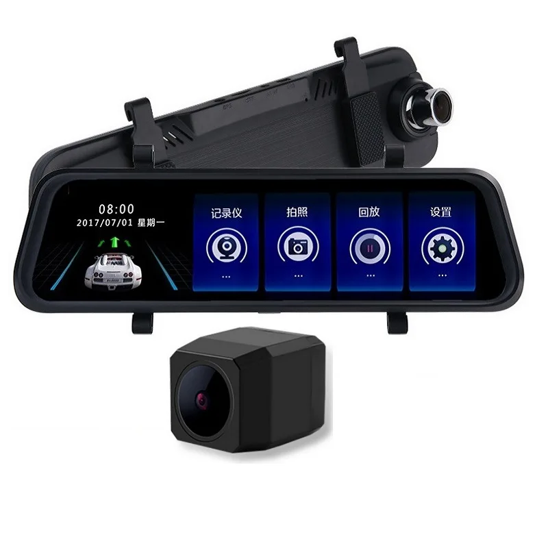 

Cross Border for 10-Inch Streaming Dual Lens Smart Rearview Mirror Tachograph High-definition Night Vision Reversing Video