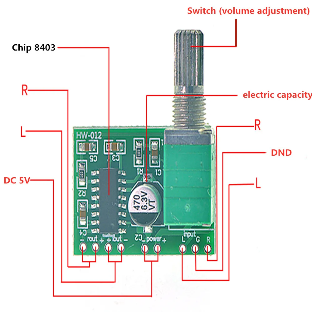 VICFINE 6W amplifier DC 3V-5V PAM8403 6W dual channel digital audio amplifier board AMP module chip 2X3W 4 ohms for CAR