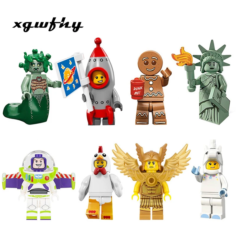 

For Children DIY Educational Toys Building Blocks Banana Guy Master Statue of Liberty Wu Gingerbread Man Bricks Figures jm156