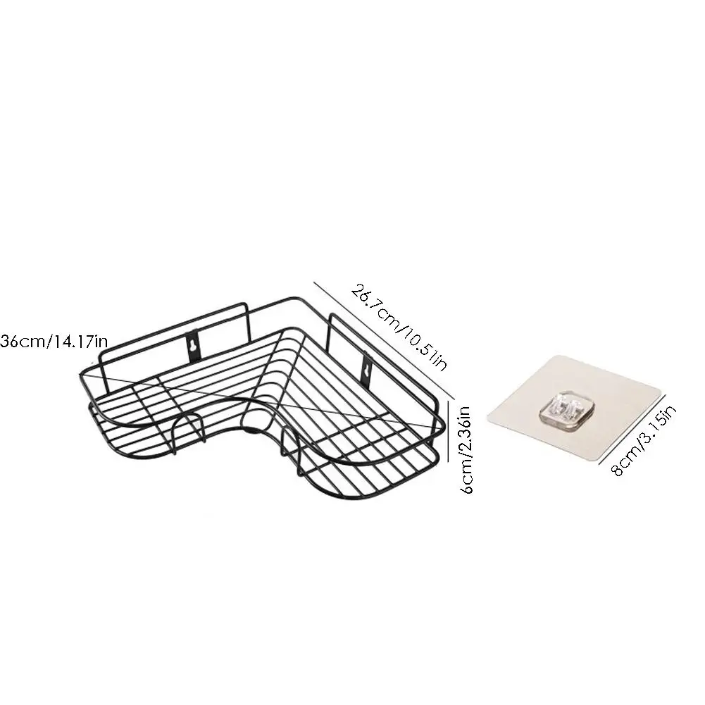 Drilling-free Corner Storage Rack wrought iron storage racks Triangular Kitchen Organizer Holder Bathroom Corner Rack