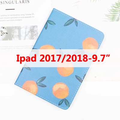 Для Ipad Ipad Air 1 2 Ipad Mini 1, 4, 5, Ipad 2 3 4 из искусственной кожи милый оранжевый медовый персик чехол с откидной крышкой для телефона с закаленное Стекло чехол - Цвет: 01 Ipad 2017 2018