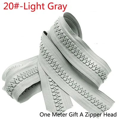 LightGray Meetee 2/5 метров 15#/20# большая полимерная кодовая молния для пуховика палатки наружные Швейные аксессуары DIY Одежда на молнии ремесло ZA029 - Цвет: LightGray