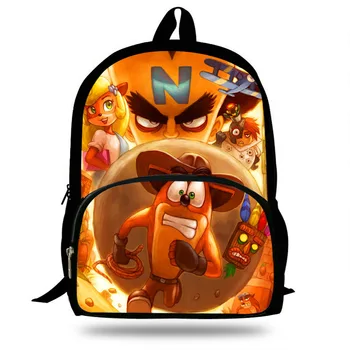 

16inch Kids crash bandicoot 4 Print School Bags for Teenage Boys&Girls Schoolbag Solid Backpacks Student Daily Bag