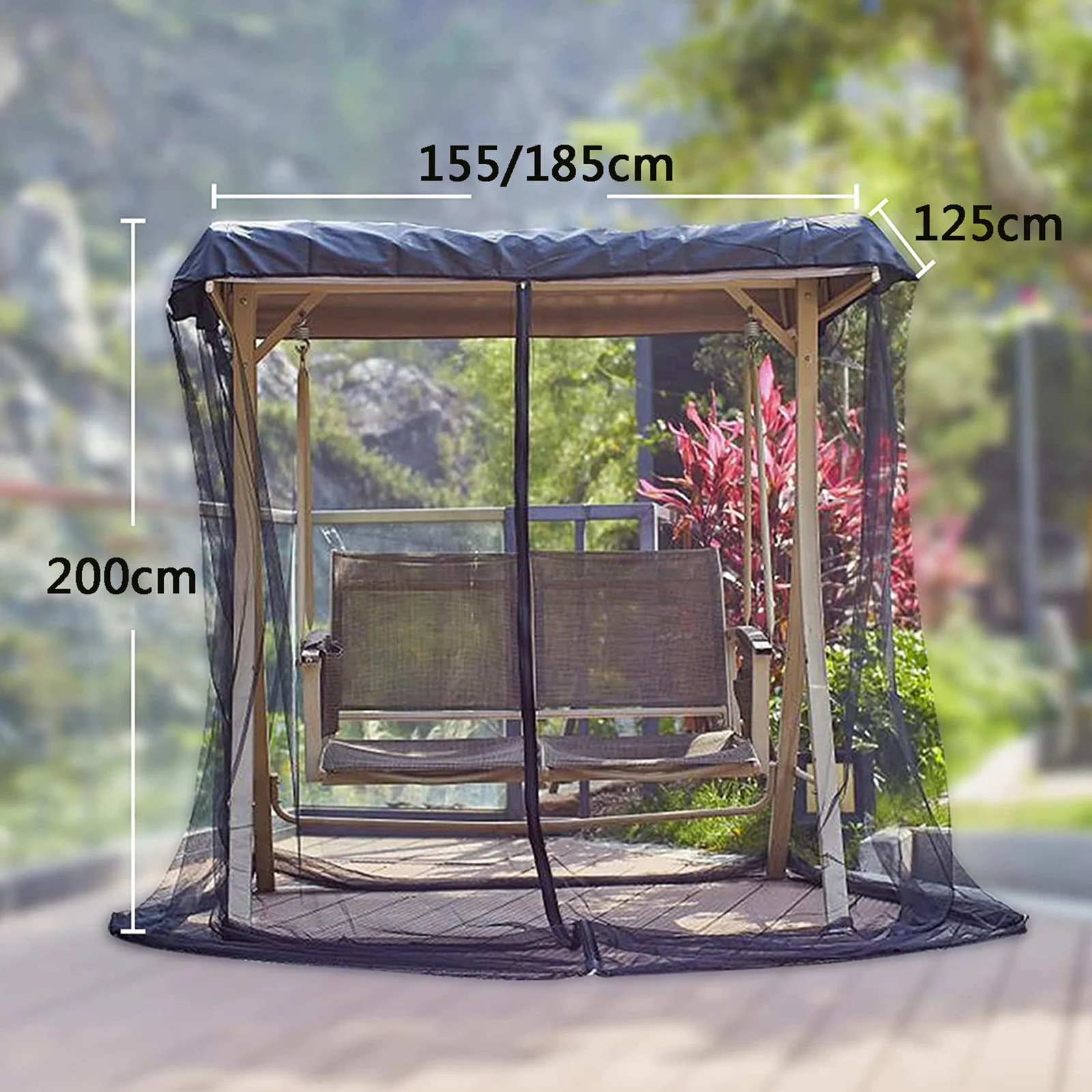 Balcony Swing Cover Mosquito Netting,zippered Mesh Enclosure Cover