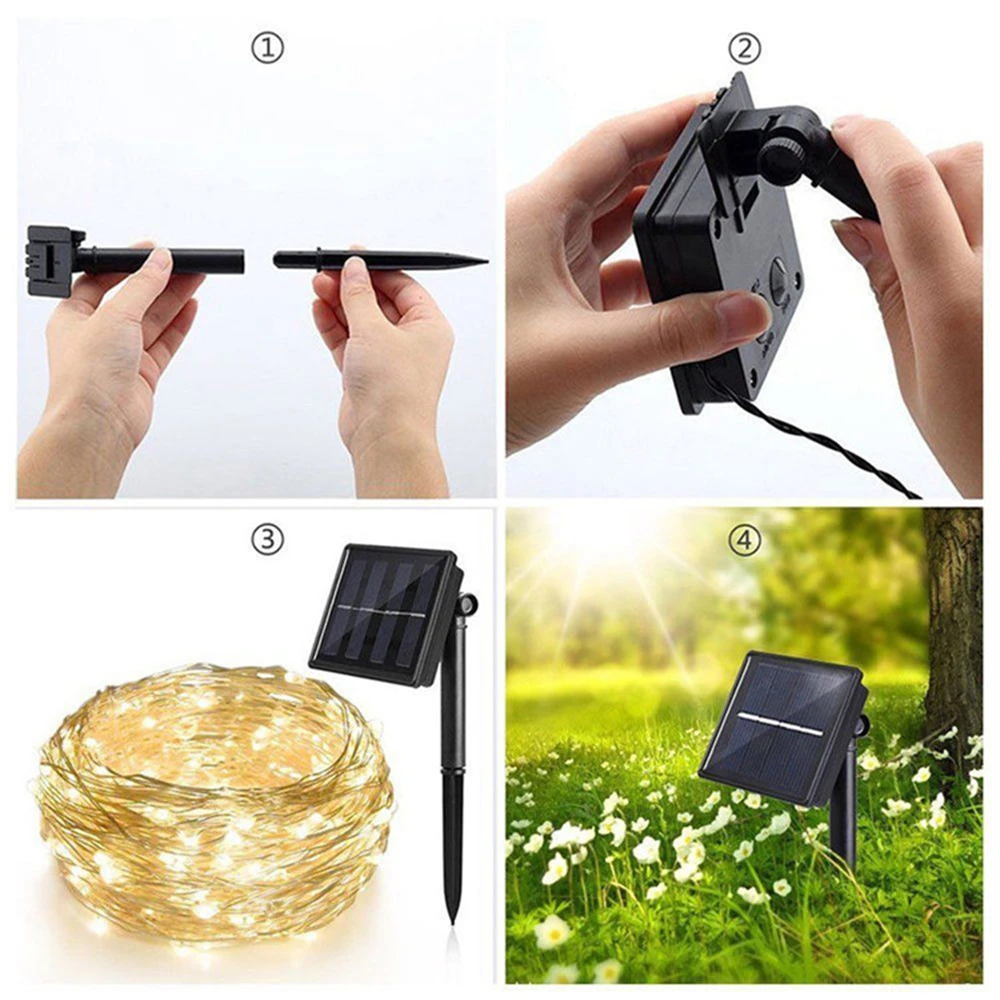 Description Picture 6 of item7M 50LED Solar String Fairy Lights Outdoor Path Garlands Lamp Patio Waterproof Christmas Wedding Yard Garden Street Lights