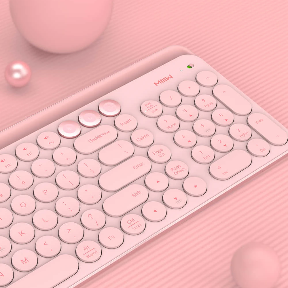 Pink Оригинальная Двухрежимная клавиатура Xiaomi Miiiw с Bluetooth, 104 клавиш, 2,4 ГГц, Многофункциональная Беспроводная портативная клавиатура для macbook, розовая - Цвет: Pink