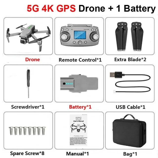 Wifi FPV gps Дрон бесщеточный складной Дрон 5G 4k ESC камера следуем за мной оптическое позиционирование потока расстояние 1000 м Quadcopt VS HS700 - Цвет: Bag 1battery