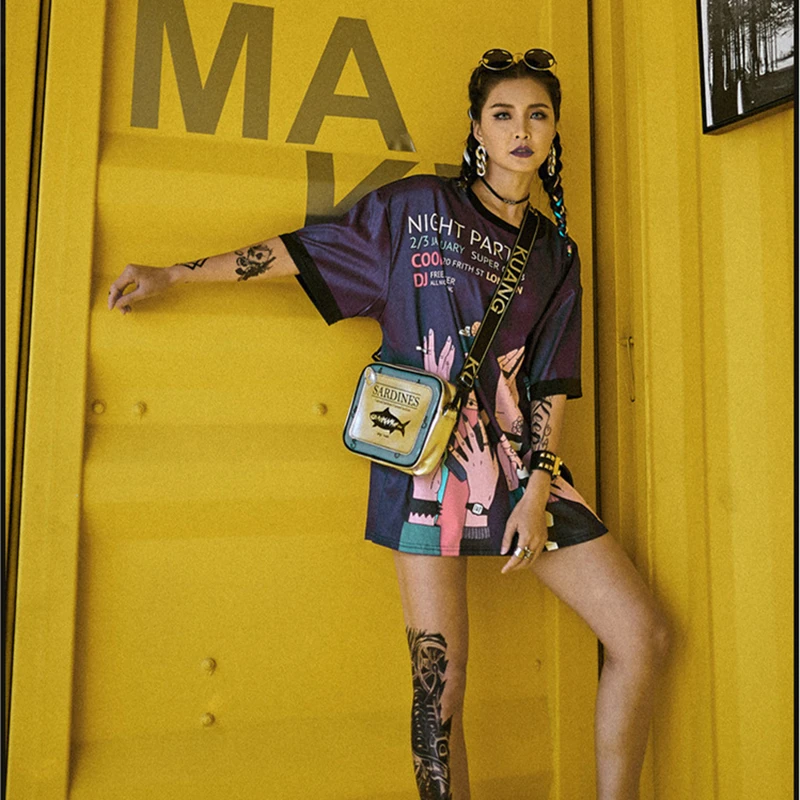 Футболка женская свободного покроя в европейском стиле рубашка с принтом рук топ